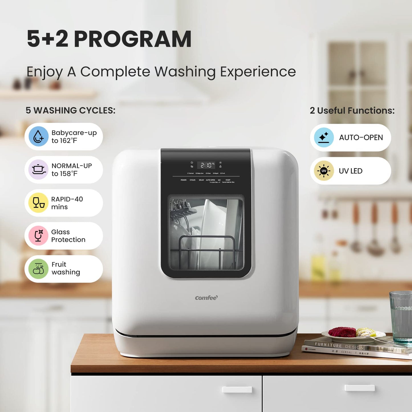 Countertop Mini Dishwasher with Water Tank