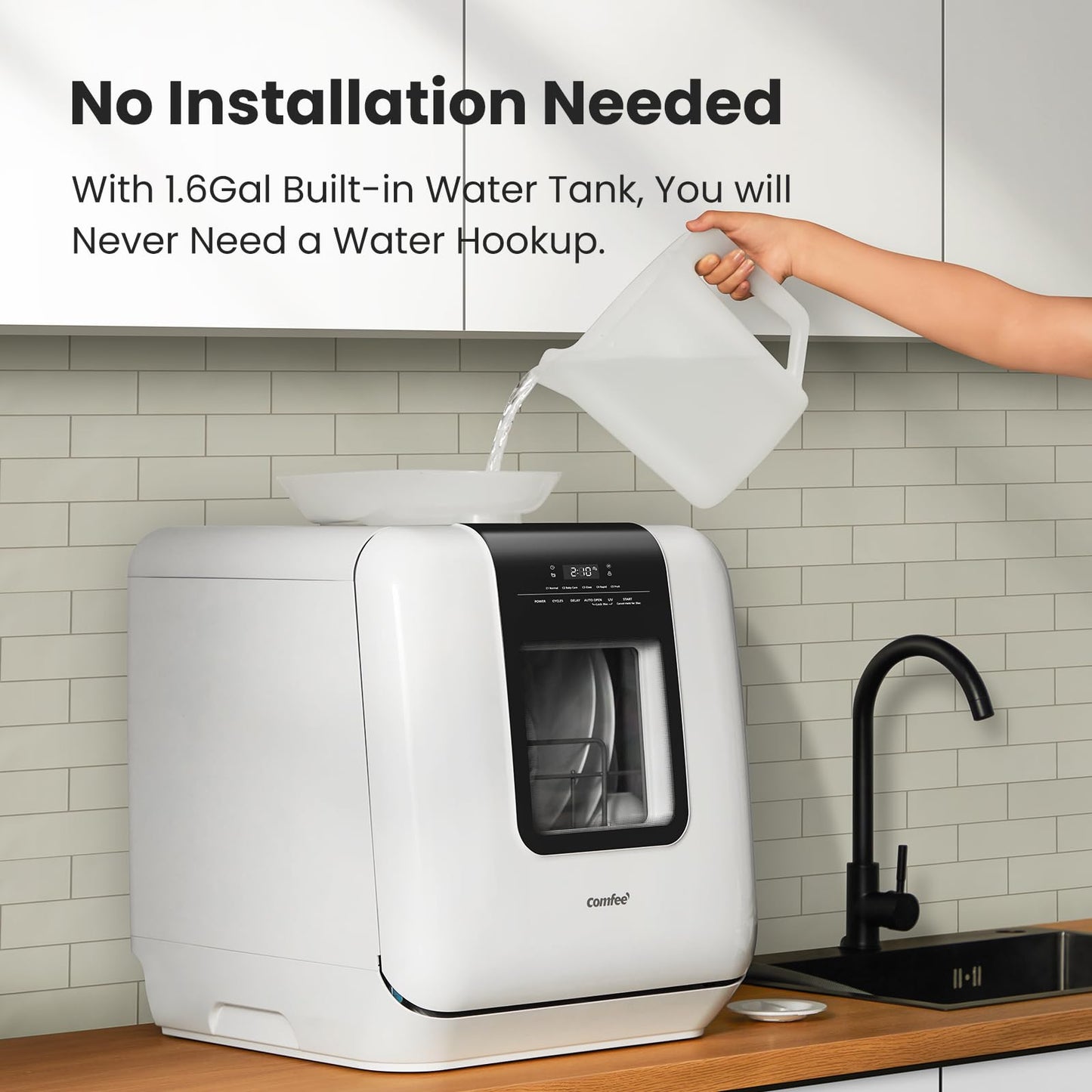 Countertop Mini Dishwasher with Water Tank