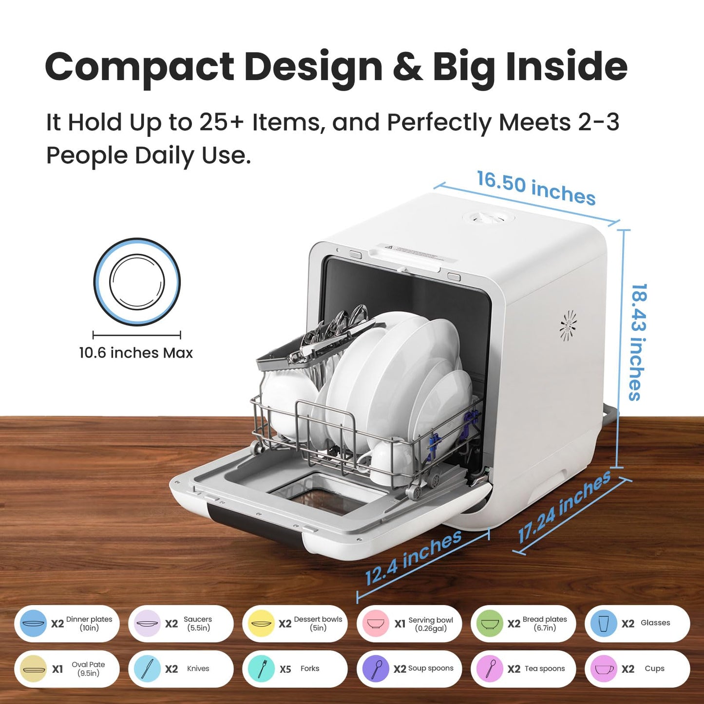 Countertop Mini Dishwasher with Water Tank