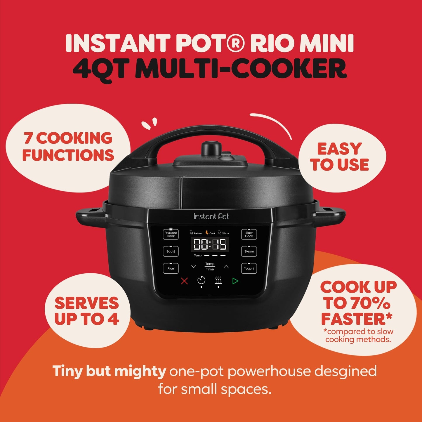 4QT 7-in-1 Multi-Cooker in Black
